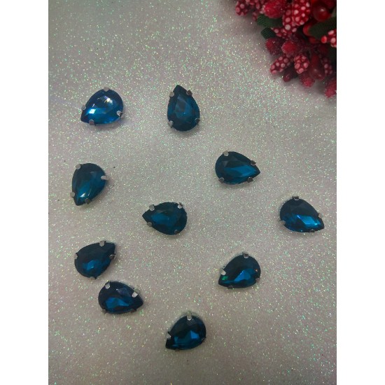 Стразы в цапах "Капля" цв. мексиканский синий, цена за 1 шт